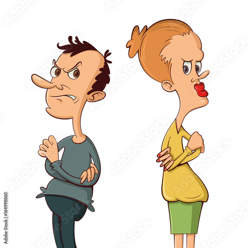 angry couple after quarrel
