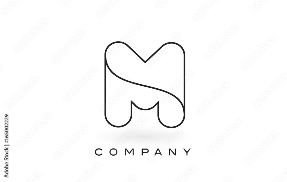 M Monogram Letter Logo With Thin Black Monogram Outline Contour. Modern Trendy Letter Design Vector. M Monogram Letter Logo With Thin Black Monogram Outline Contour. Modern Trendy Letter Design Vector.