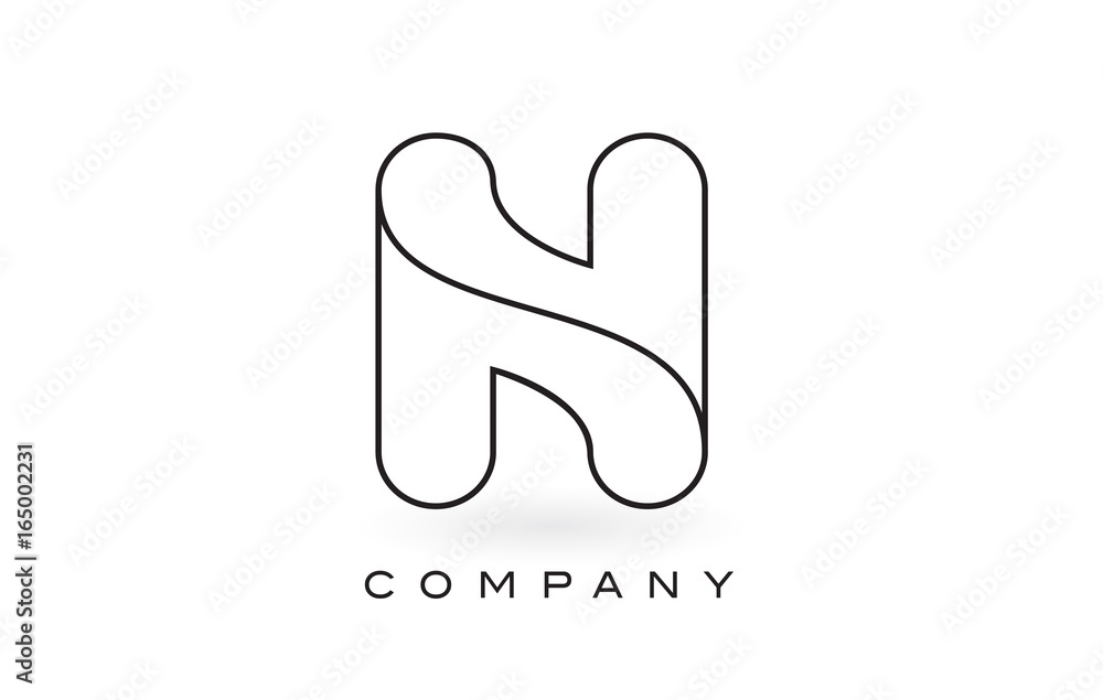 N Monogram Letter Logo With Thin Black Monogram Outline Contour. Modern Trendy Letter Design Vector. N Monogram Letter Logo With Thin Black Monogram Outline Contour. Modern Trendy Letter Design Vector.