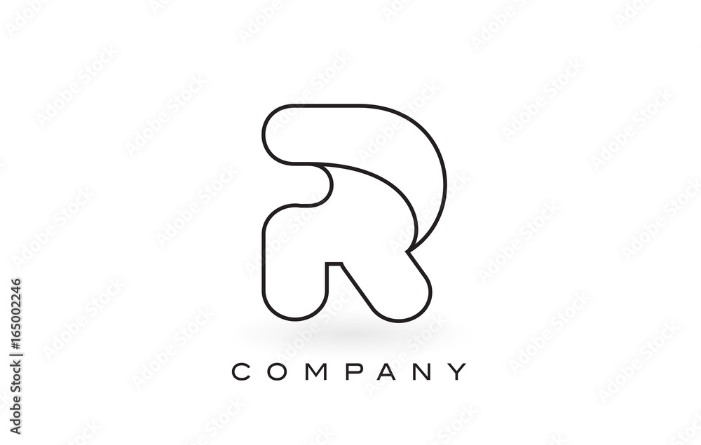 R Monogram Letter Logo With Thin Black Monogram Outline Contour. Modern Trendy Letter Design Vector. R Monogram Letter Logo With Thin Black Monogram Outline Contour. Modern Trendy Letter Design Vector.