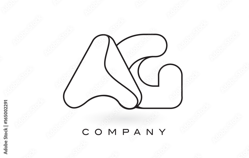 AG Monogram Letter Logo With Thin Black Monogram Outline Contour. Modern Trendy Letter Design Vector.