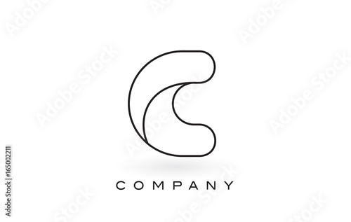 C Monogram Letter Logo With Thin Black Monogram Outline Contour. Modern Trendy Letter Design Vector.