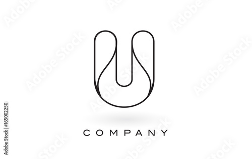U Monogram Letter Logo With Thin Black Monogram Outline Contour. Modern Trendy Letter Design Vector.