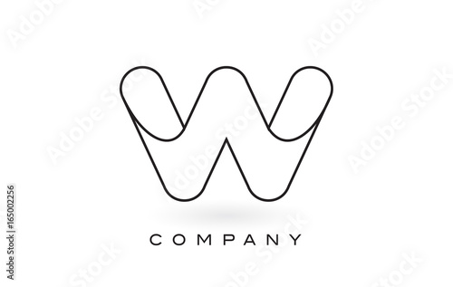 W Monogram Letter Logo With Thin Black Monogram Outline Contour. Modern Trendy Letter Design Vector.
