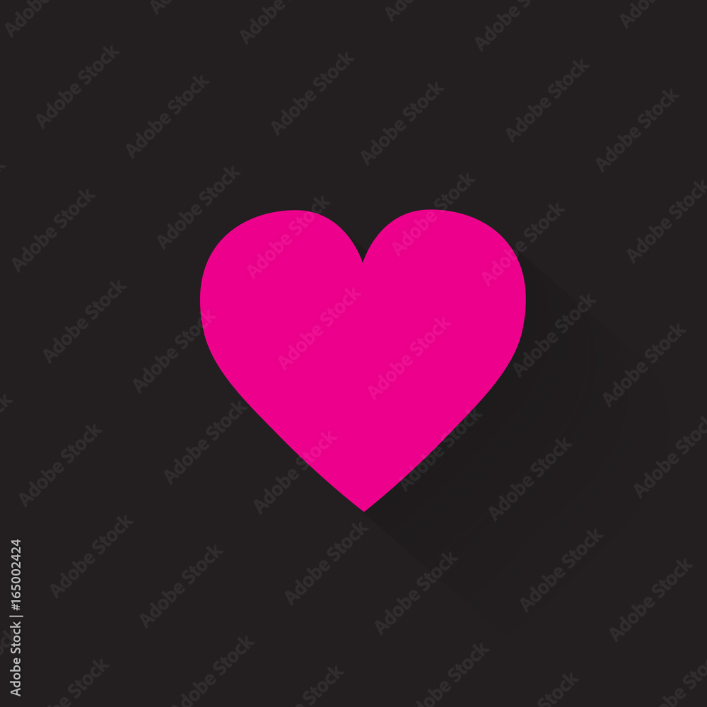 Pink heart icon, flat design style
