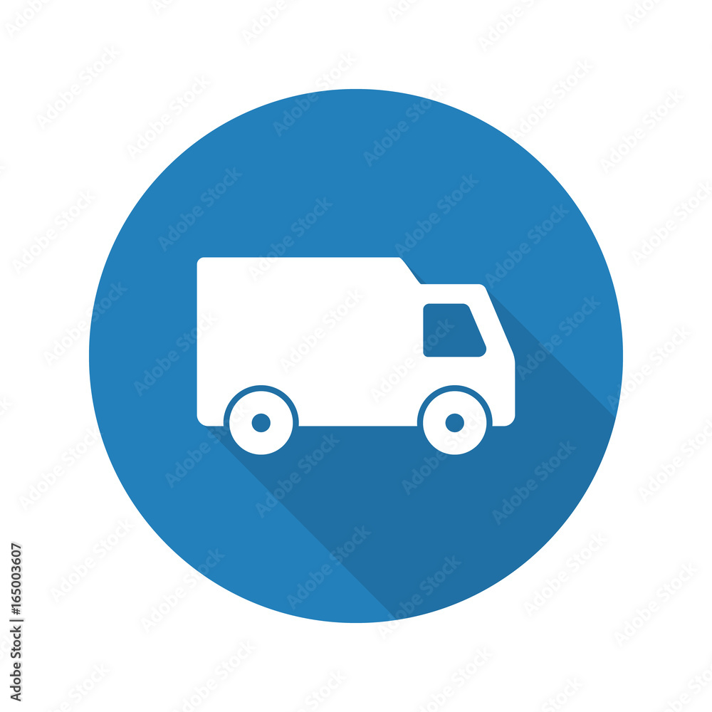 Delivery van flat design long shadow glyph icon Delivery van flat design long shadow glyph icon