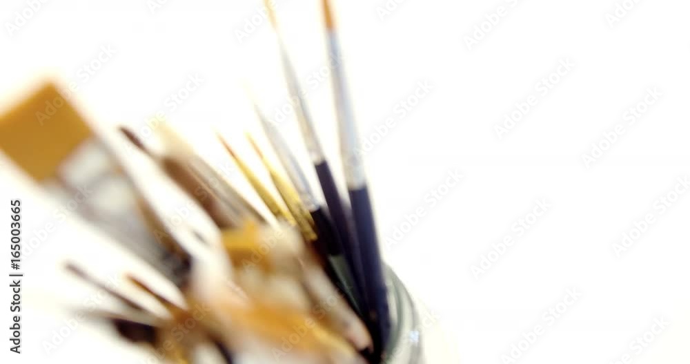 Close-up of various paint brushes Close-up of various paint brushes