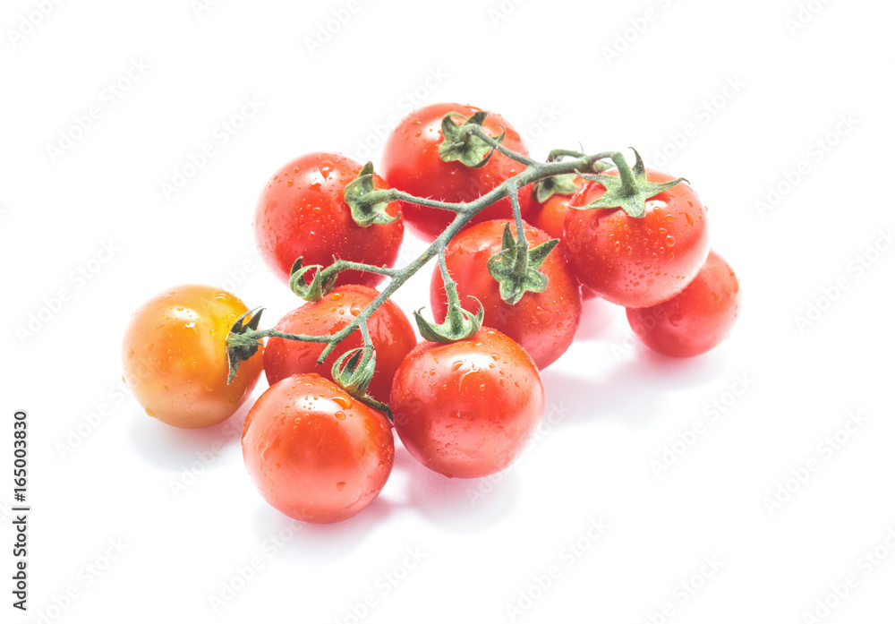 Bunch of cherry tomatoes isolated on white background Bunch of cherry tomatoes isolated on white background