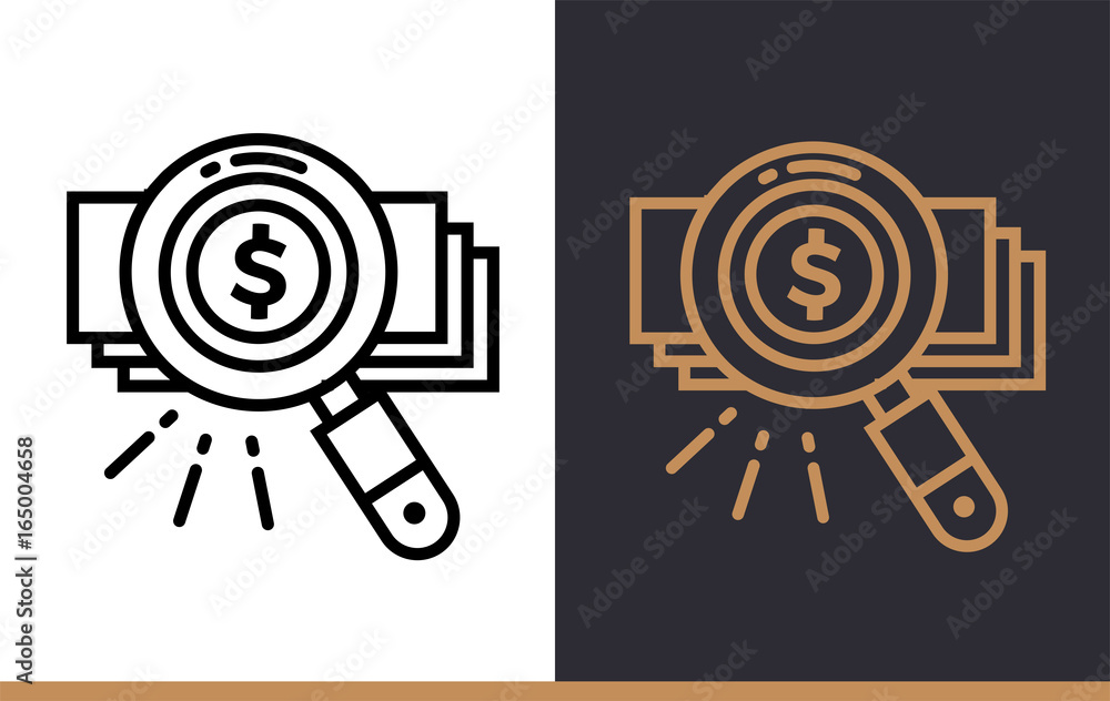 Vector linear icons SEARCH MONEY of finance, banking. High quality modern icons suitable for print, website and presentation Vector linear icons SEARCH MONEY of finance, banking. High quality modern icons suitable for print, website and presentation