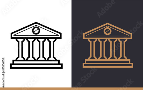 Vector linear icons BANK BUILDING of finance, banking. High quality modern icons suitable for print, website and presentation