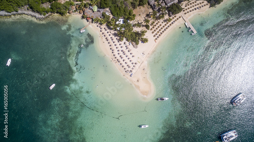 Aerial view of Pinel Island, Saint Martin Beaches in Caribbean