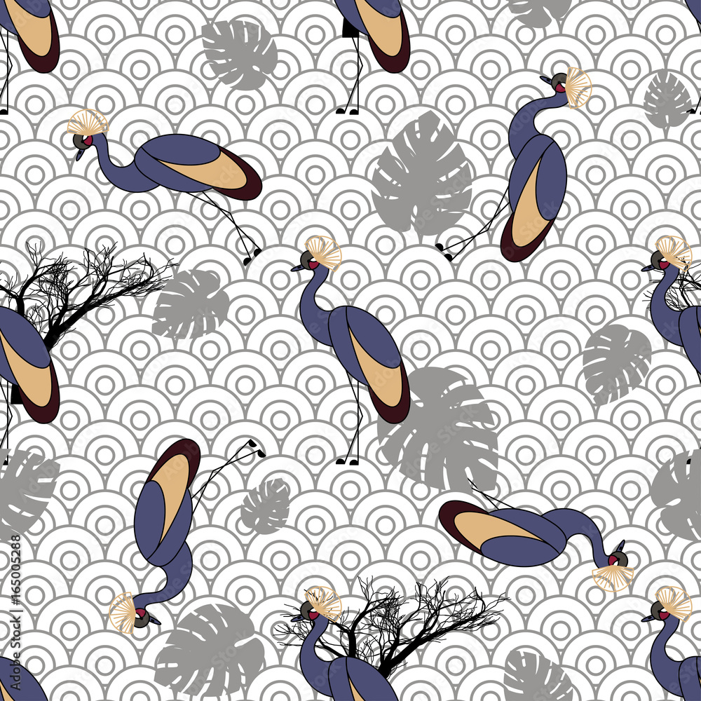 Obraz premium Seamless pattern with cranes.