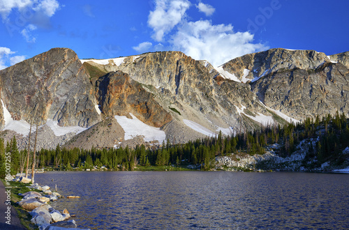 Early morning scene at Mirror Lake, located along the Snowy Range Scenic Byway in the Medicine Bow mountains of southeastern Wyoming