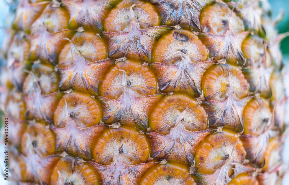 Pineapple fruit close-up , Pineapple peel texture Pineapple fruit close-up , Pineapple peel texture