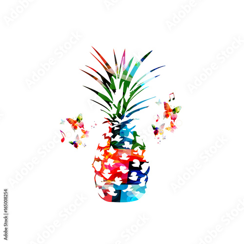 Colorful pineapple isolated vector illustration