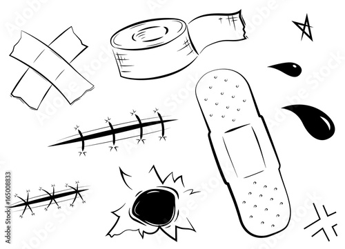 Adhesive bandages set, medical and healthcare. Vector illustration