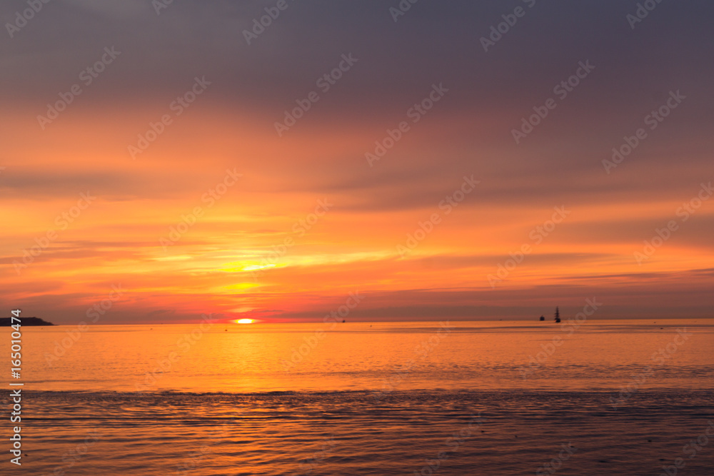 beautiful sunset sky over the baltic sea