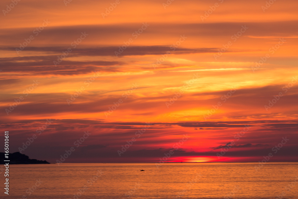 beautiful sunset sky over the baltic sea