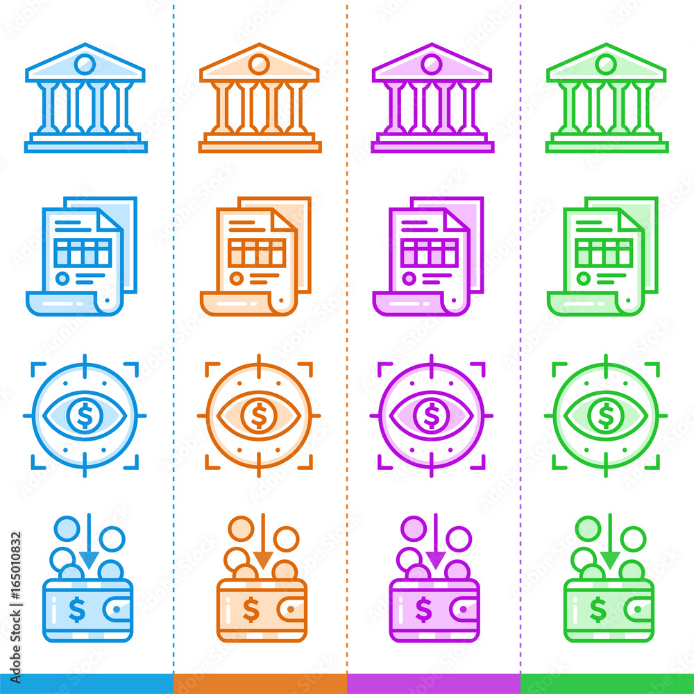 Vector set of linear icons, finance, banking. Suitable for website, mobile apps and print