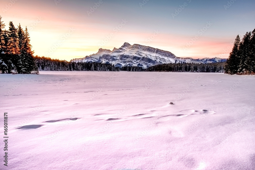 two jack lake in winter