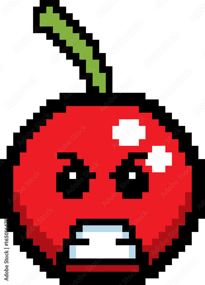 Angry 8-Bit Cartoon Cherry
