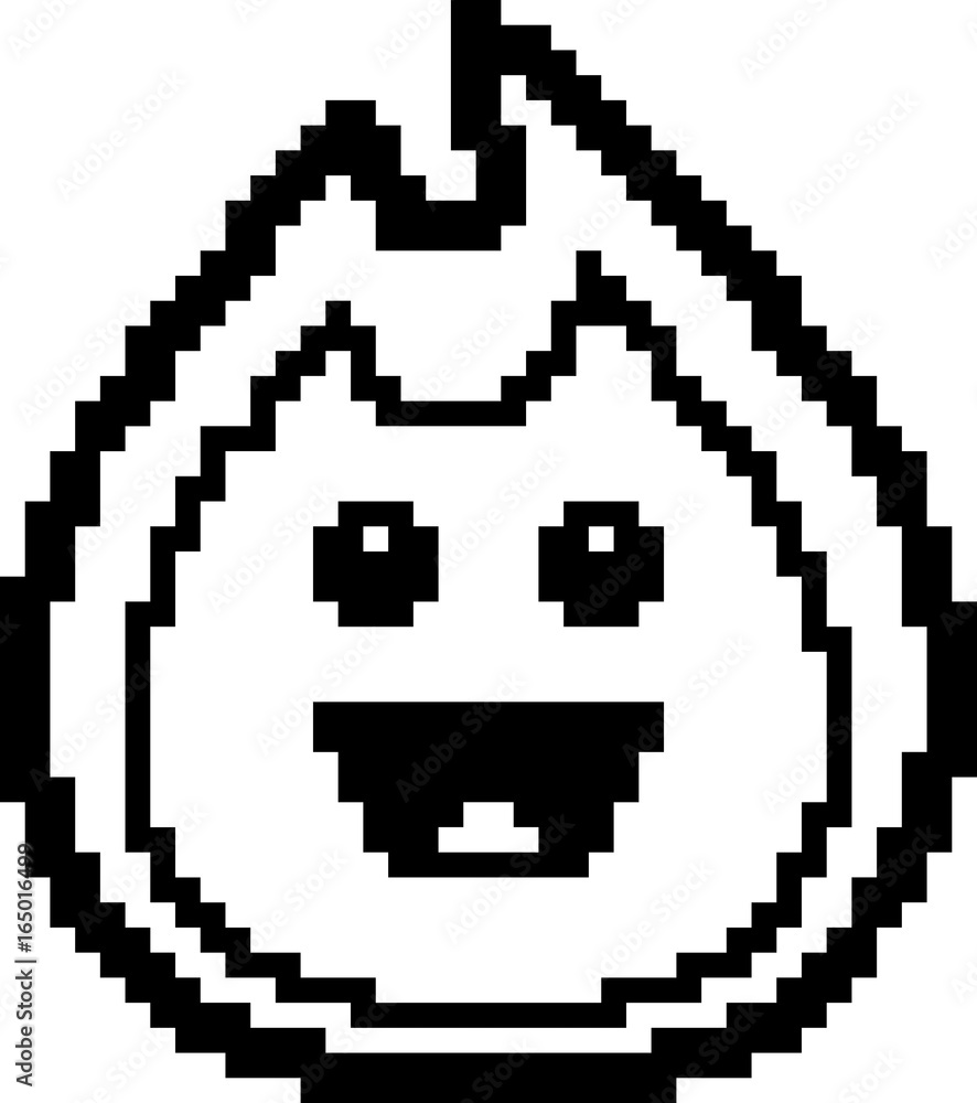 Fototapeta premium Smiling 8-Bit Cartoon Flame