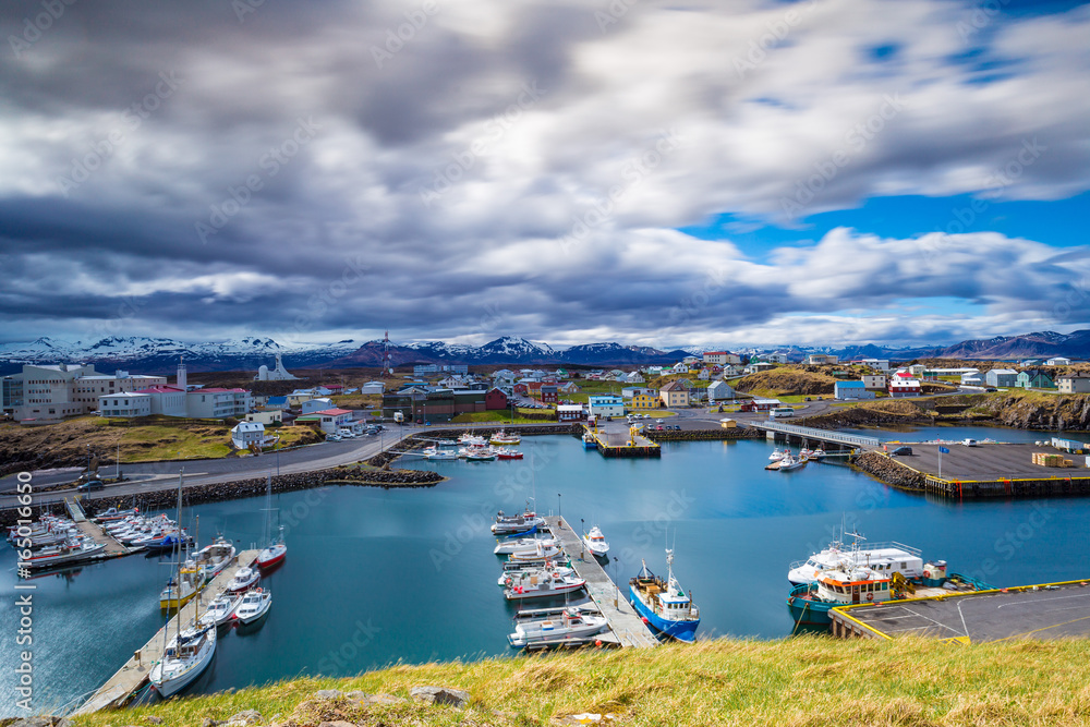 View of Stykkisholmur harbor, Western Iceland