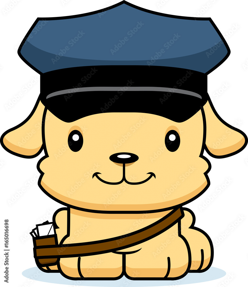 Cartoon Smiling Mail Carrier Puppy Cartoon Smiling Mail Carrier Puppy