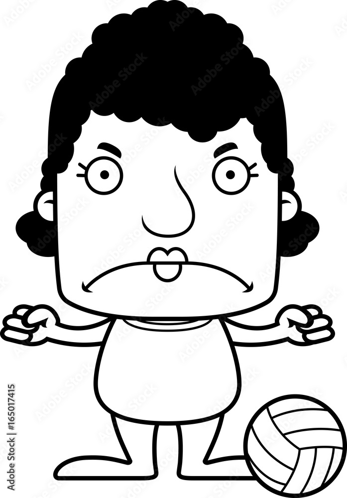 Cartoon Angry Beach Volleyball Player Woman