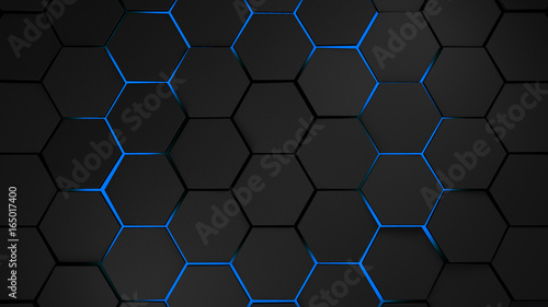 grey and blue hexagons modern background illustration