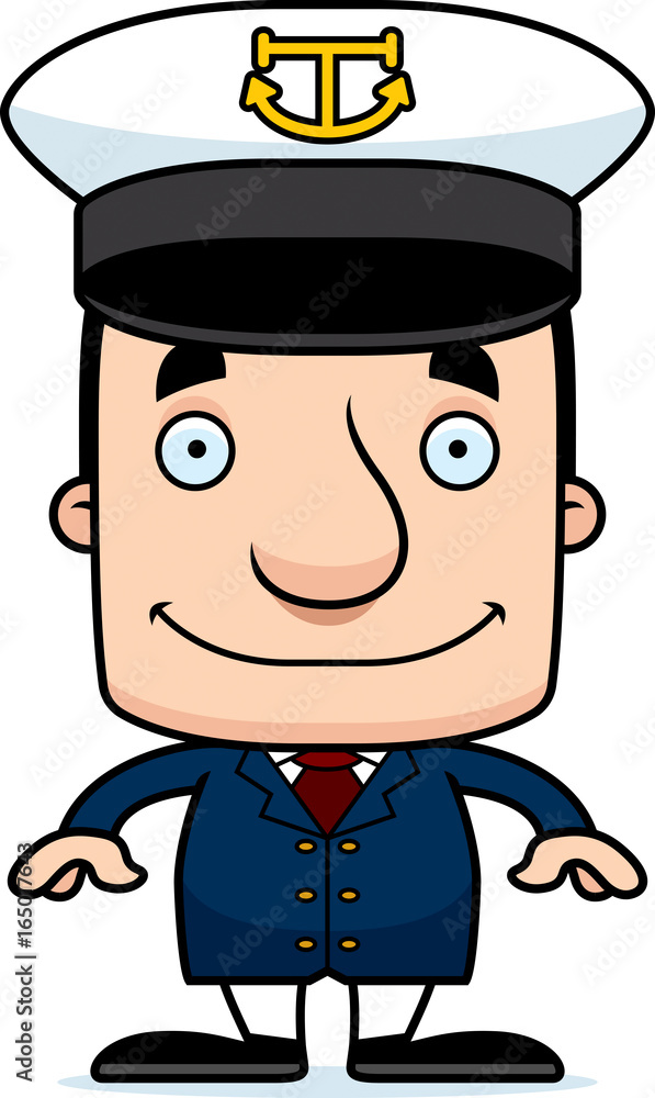 Cartoon Smiling Boat Captain Man Cartoon Smiling Boat Captain Man