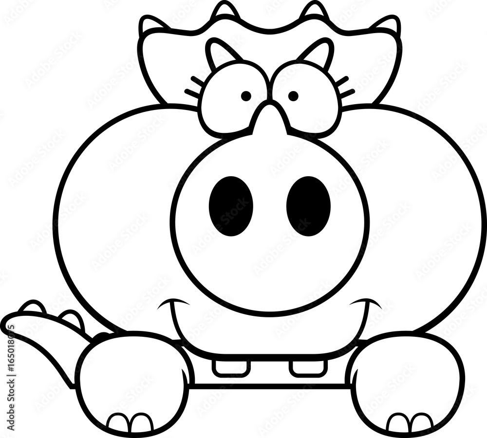 Fototapeta premium Cartoon Triceratops Peeking