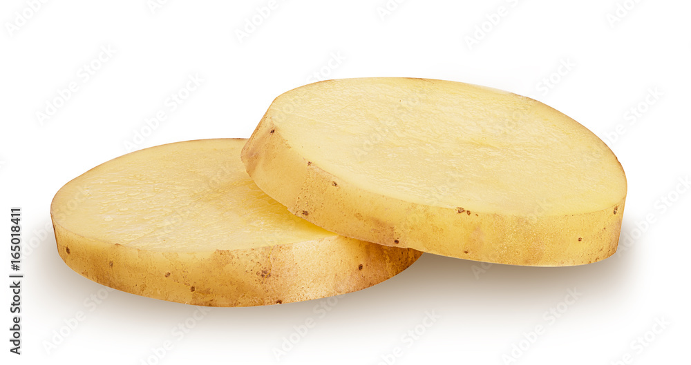 Sliced young potatoes isolated Sliced young potatoes isolated