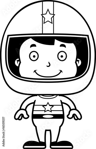 Cartoon Smiling Race Car Driver Boy