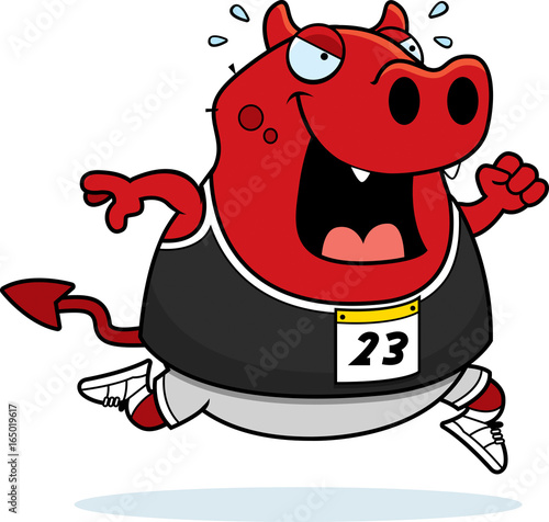 Cartoon Devil Running Race