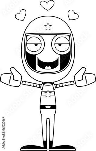 Cartoon Race Car Driver Robot Hug