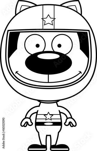 Cartoon Smiling Race Car Driver Kitten