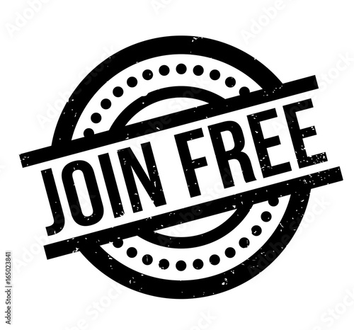 Join Free rubber stamp. Grunge design with dust scratches. Effects can be easily removed for a clean, crisp look. Color is easily changed.