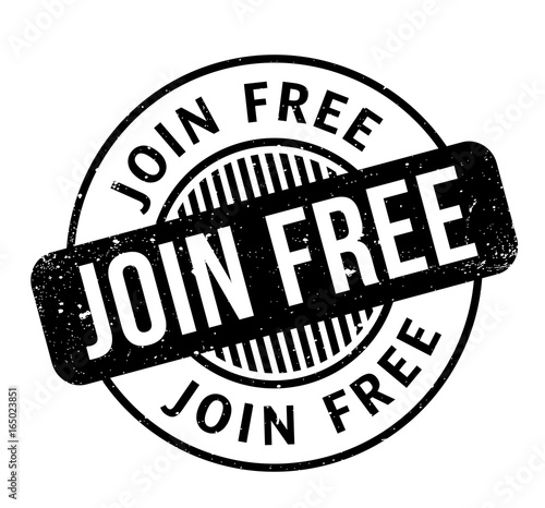 Join Free rubber stamp. Grunge design with dust scratches. Effects can be easily removed for a clean, crisp look. Color is easily changed.