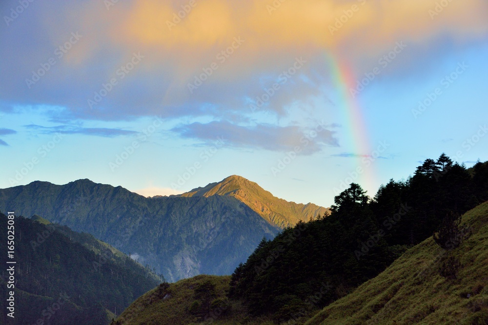 Mountains and clouds,Hehuan Mountain,Taiwan.Photo taken on:June 29,2017: Mountains and clouds,Hehuan Mountain,Taiwan.Photo taken on:June 29,2017: