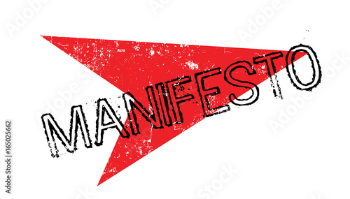 Manifesto rubber stamp. Grunge design with dust scratches. Effects can be easily removed for a clean, crisp look. Color is easily changed.