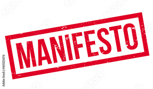 Manifesto rubber stamp. Grunge design with dust scratches. Effects can be easily removed for a clean, crisp look. Color is easily changed.