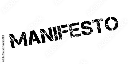 Manifesto rubber stamp. Grunge design with dust scratches. Effects can be easily removed for a clean, crisp look. Color is easily changed.