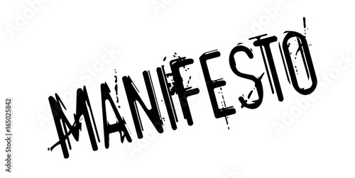 Manifesto rubber stamp. Grunge design with dust scratches. Effects can be easily removed for a clean, crisp look. Color is easily changed.