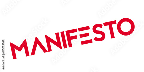 Manifesto rubber stamp. Grunge design with dust scratches. Effects can be easily removed for a clean, crisp look. Color is easily changed.