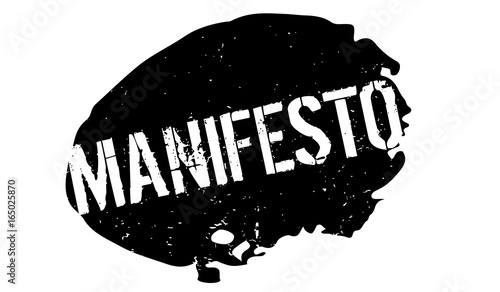 Manifesto rubber stamp. Grunge design with dust scratches. Effects can be easily removed for a clean, crisp look. Color is easily changed.