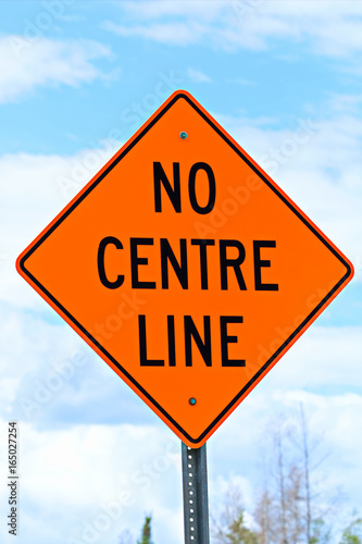 Closeup of a no centre line sign