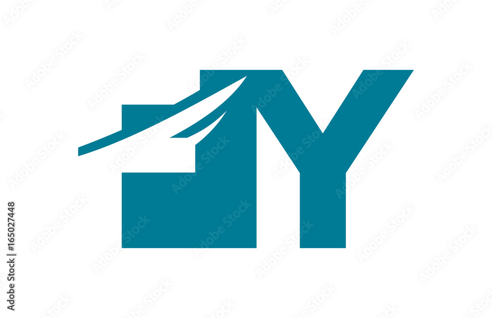 FY Negative Space Square Swoosh Letter Logo