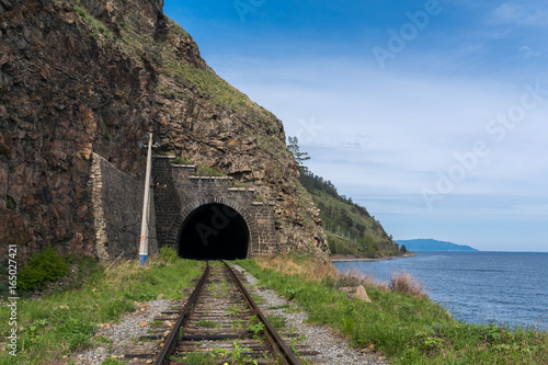 Tunnel in the rock on the Circum-Baikal railway