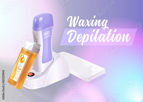 Vector Illustration of Realistic Electrical Roll On Kit. Wax Warmer Machine.